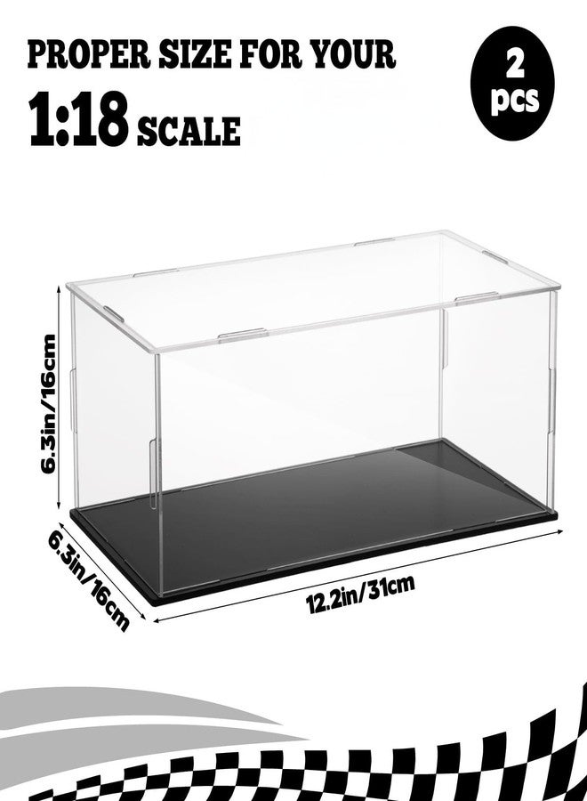 Hlimior 2 PCS Acrylic Model Car Display Case 1: 18 Scale Clear Display Boxes with Plastic Base Diecast Model Car Showcase & Storage Organizer for Vehicle Collectibles Memorabilia - Image 2