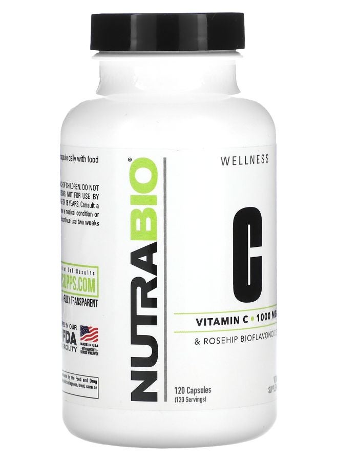 NutraBio Vitamin C  1000 mg  120 Capsules - Image 2