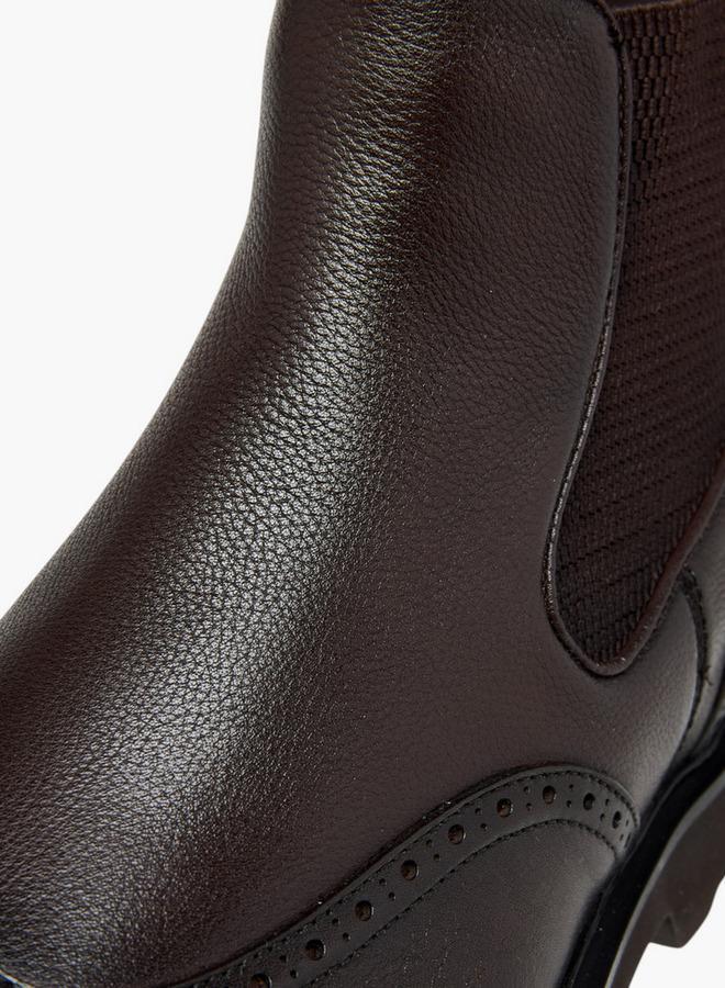 DUCHINI Men's Solid Slip-On Chelsea Boots with Pull Tab - Image 4