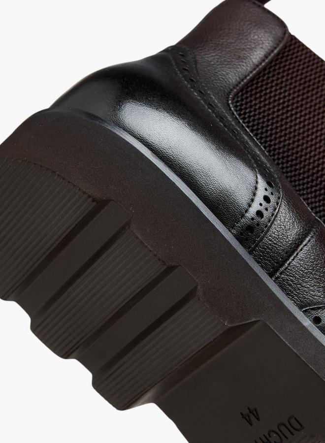 DUCHINI Men's Solid Slip-On Chelsea Boots with Pull Tab - Image 5