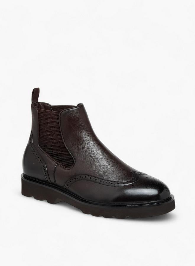 DUCHINI Men's Solid Slip-On Chelsea Boots with Pull Tab - Image 1