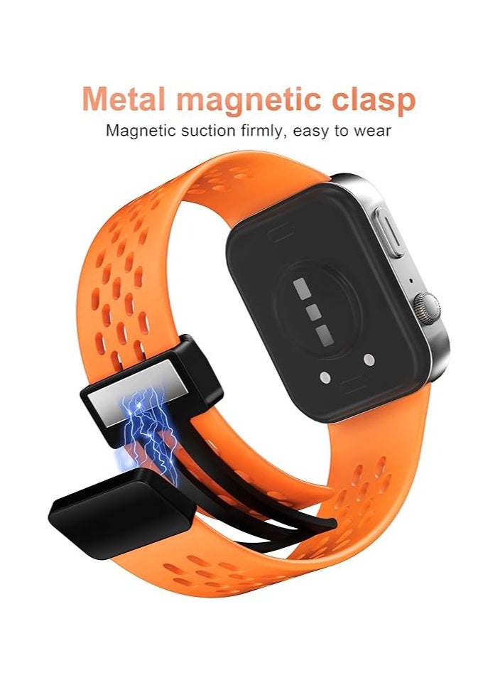Generic Silicone Strap Compatible with Huawei Watch Fit 3 Magnetic Metal Buckle Sport Silicone Breathable Strap for Huawei Watch Fit 3 Band Quick Release Soft Replacment Wristband  - Image 2