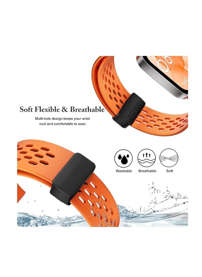 Generic Silicone Strap Compatible with Huawei Watch Fit 3 Magnetic Metal Buckle Sport Silicone Breathable Strap for Huawei Watch Fit 3 Band Quick Release Soft Replacment Wristband  - Image 3