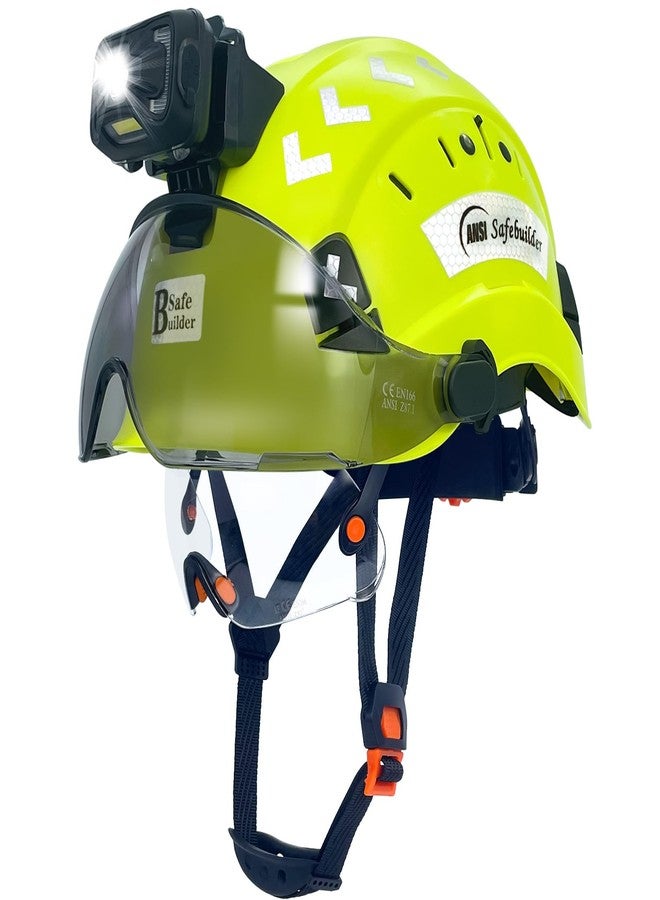 SAFEBUILDER Safety Hard Hats with Visor and Headlight Lightweight Vented Safety Helmet Headlamp for Construction Industrial Outdoor Work ANSI Z89.1 Approved (GangMu+CSV+SHL01 Headlight) - Image 1