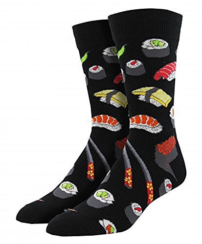 Socksmith Men's Novelty Crew Socks Sushi-Black ,Large - Image 4