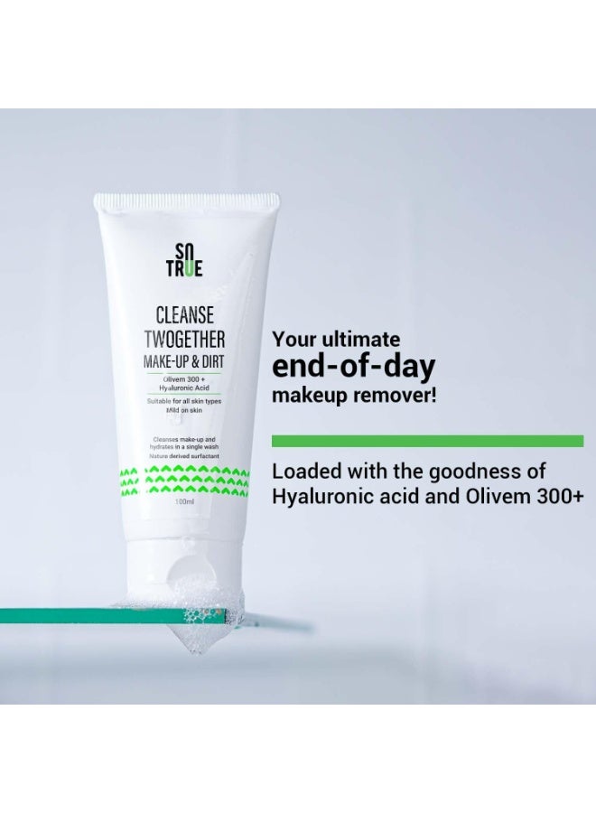 So True Sotrue Cleanse Twogether Hydrating Face Wash & Makeup Remover, Hyaluronic Acid & Olivem 300+, For All Skin Types, Pore Cleansing with Dirt Magnet Technology, Men & Women,100ml - Image 2