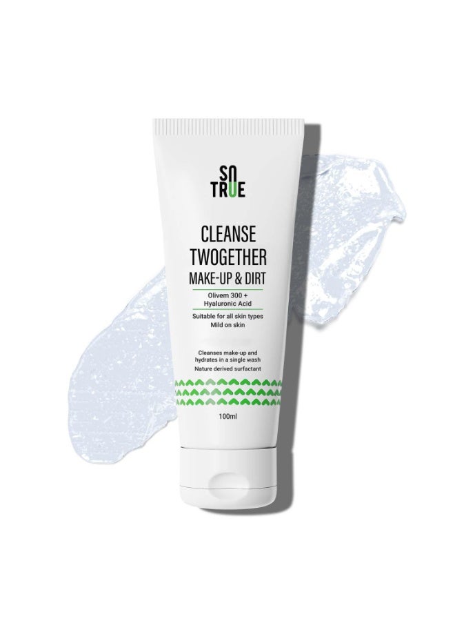So True Sotrue Cleanse Twogether Hydrating Face Wash & Makeup Remover, Hyaluronic Acid & Olivem 300+, For All Skin Types, Pore Cleansing with Dirt Magnet Technology, Men & Women,100ml - Image 1
