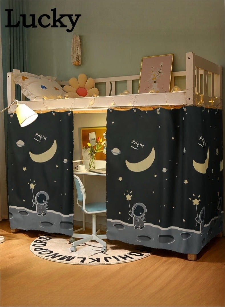 لاكي 2 قطعة ستارة سرير خاصة في الجزء السفلي من السرير بطابقين، ستارة تعتيم سرير مفردة قابلة للتنفس والغبار، ستارة سرير عائلية عنبر، يمكن أن تغطي 3 جوانب - Image 1