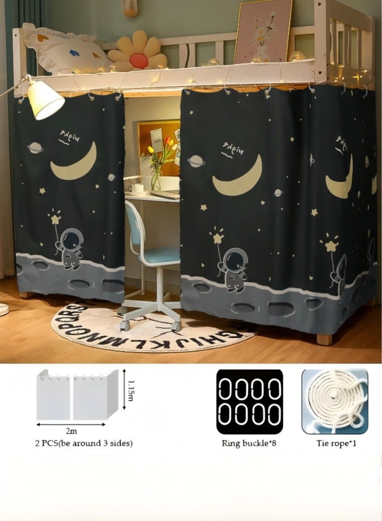 لاكي 2 قطعة ستارة سرير خاصة في الجزء السفلي من السرير بطابقين، ستارة تعتيم سرير مفردة قابلة للتنفس والغبار، ستارة سرير عائلية عنبر، يمكن أن تغطي 3 جوانب - Image 2