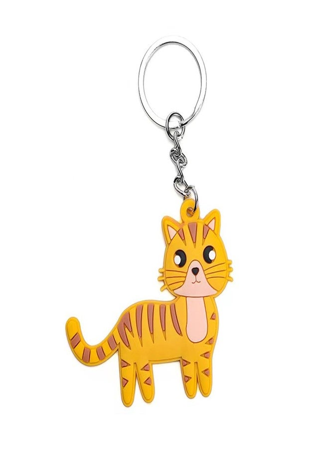 POYAMUSE Lovely Cats Keyring - Cartoon Cat Key chain for Women Girls Pet Memorial Jewelry - Cat Shows Cat Cafes Souvenir (Ginger cat) - Image 1