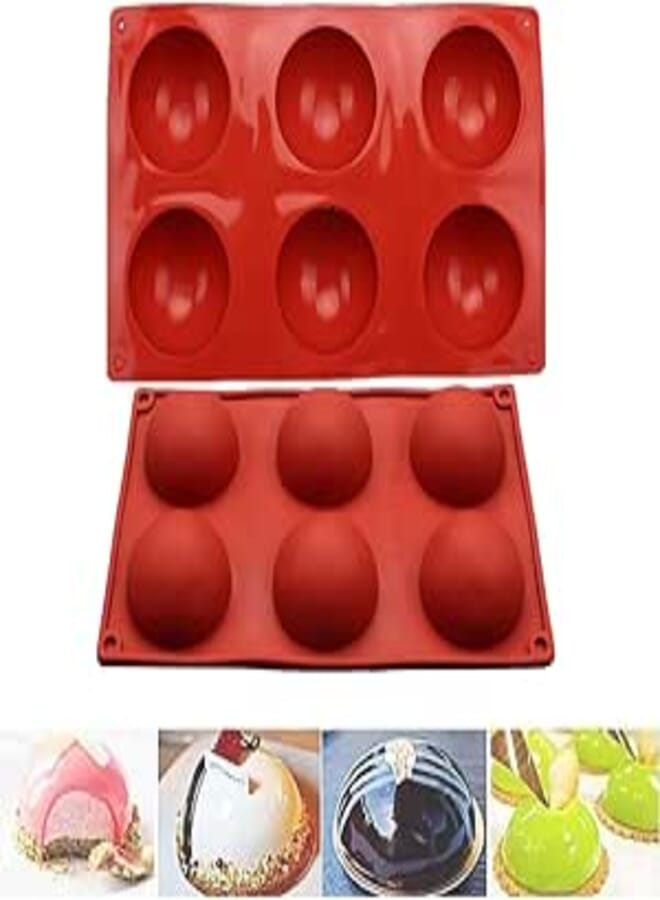 DELFINO Sphere Silicone Molds, Silicone Mold for Chocolate, 6 Holes Semi Sphere Silicone Mold, Round Shapes for Candy Mousse Pudding Jelly Baking Tray for Bread Cakes and Handmade Soap BPA Free(1pc)