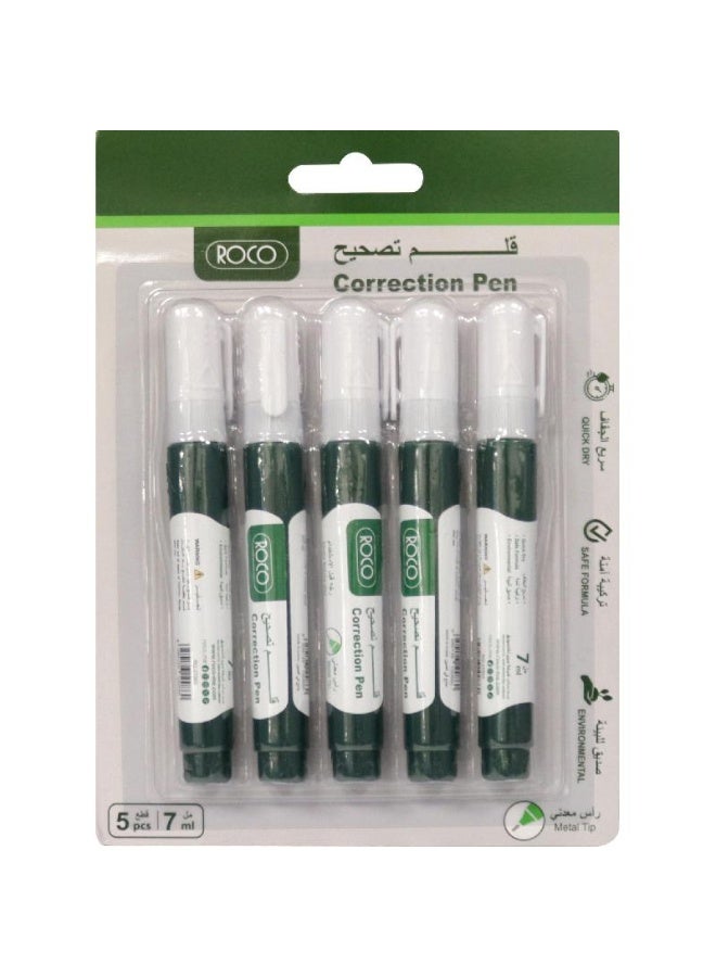 ROCO Pack of 5 Correction Pens 1mm (7ml each) - Image 1