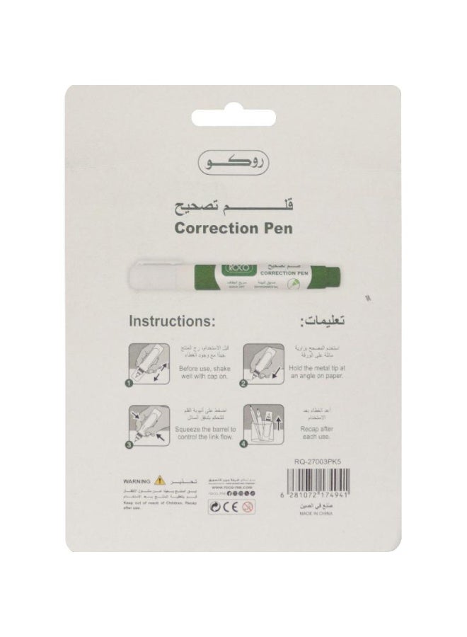 ROCO Pack of 5 Correction Pens 1mm (7ml each) - Image 2