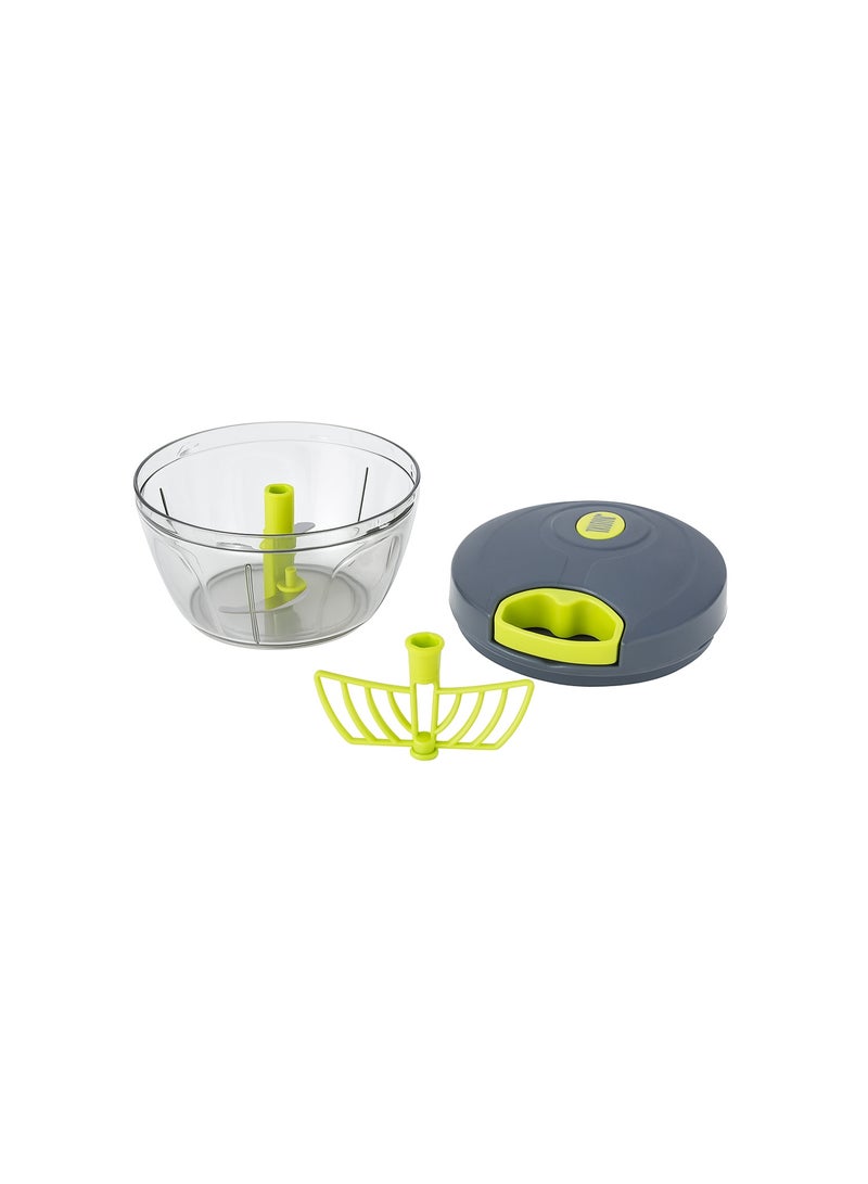 Mini Pull Chopper 3 Blade in Grey with Lime Green Accents– 450ml - Image 1