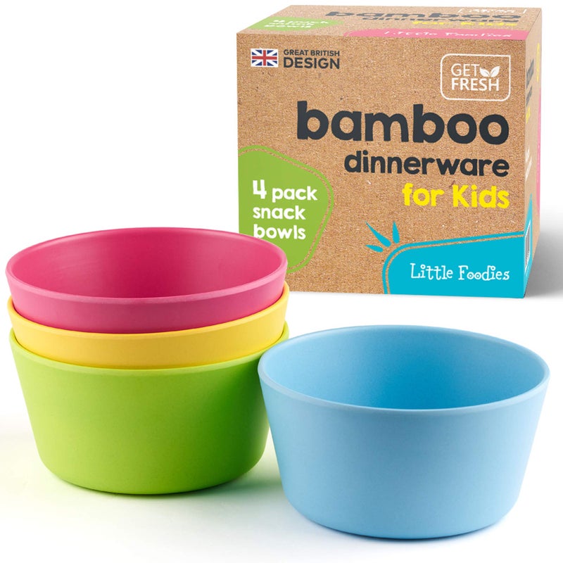 GET FRESH Bamboo Kids Snack Bowls  Set of 4 Bowls for Kids  Kids BPA Free bowls  Bamboo Dinnerware for Everyday Use  Kids Bamboo Bowls  Dishwasher Safe and Stackable - Image 1
