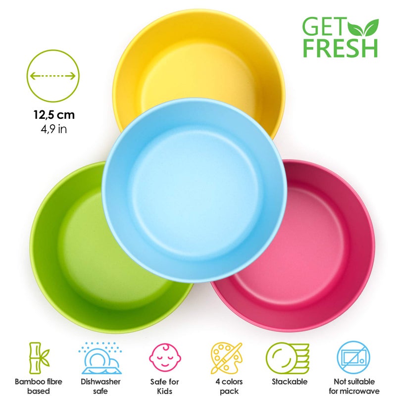 GET FRESH Bamboo Kids Snack Bowls  Set of 4 Bowls for Kids  Kids BPA Free bowls  Bamboo Dinnerware for Everyday Use  Kids Bamboo Bowls  Dishwasher Safe and Stackable - Image 2