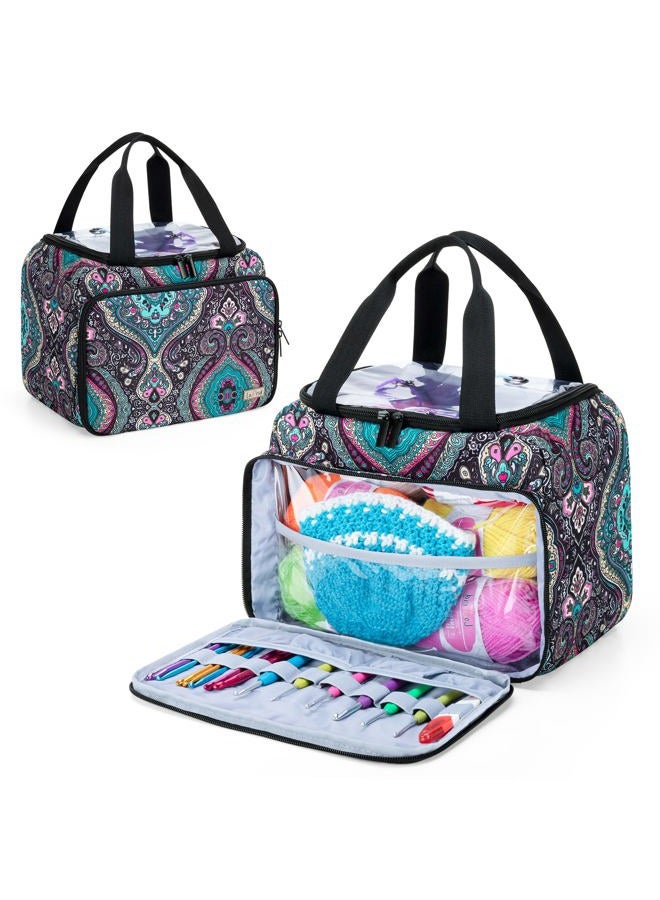 LoDrid Small Yarn Storage Bag with 2 Grommets, Portable Knitting Tote for Knitting Kit & Crochet Accessories, Yarn Project Organizer for Knitting Supplies Set for Adults & Kids, Totem (Bag Only) - Image 1