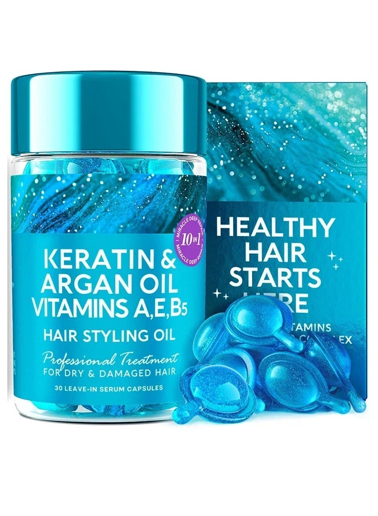 EELHOE Hair Styling Oil, Moisturizing Keratin Treatment Serum With Argan, Nourishing Anti Hair Loss Hair Vitamin Capsule, Hair Essential Oil Essence For Frizzy, Dry And Damaged Hair - Image 1