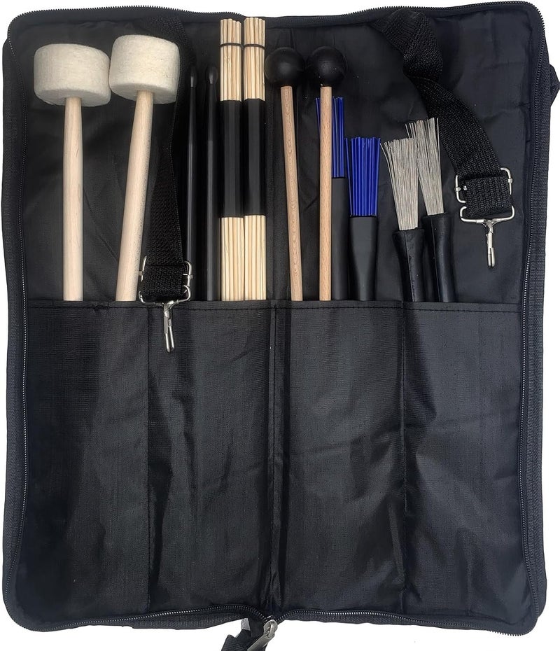 TUOREN Large Drum Sticks Bag with 6 Pair Drum Stick and Mallet Set - Image 2