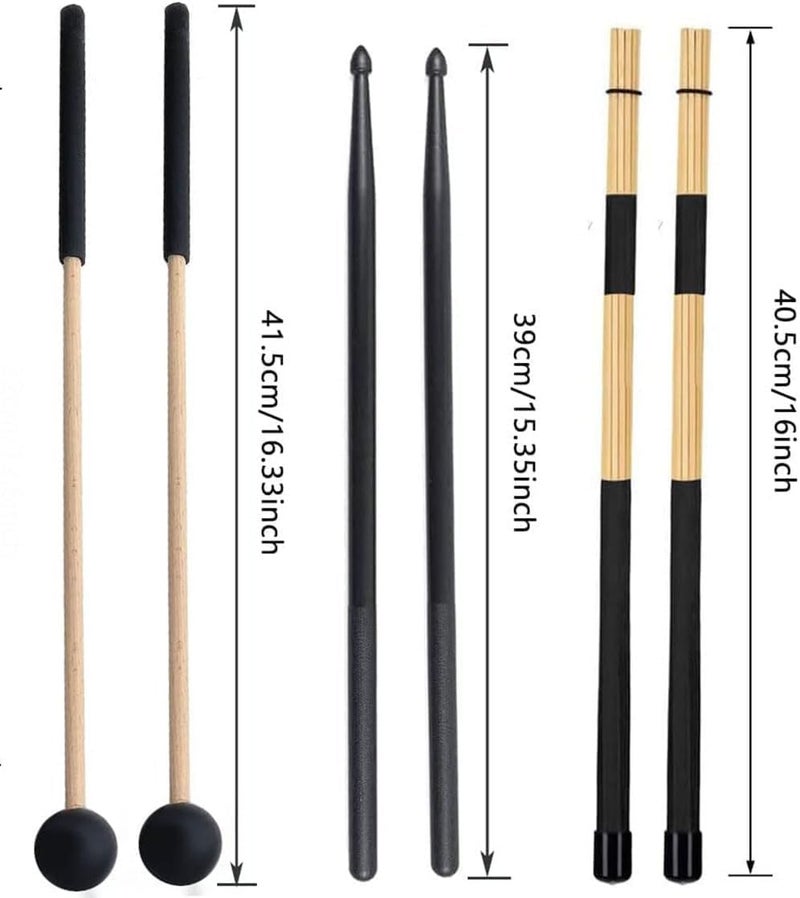 TUOREN Large Drum Sticks Bag with 6 Pair Drum Stick and Mallet Set - Image 4