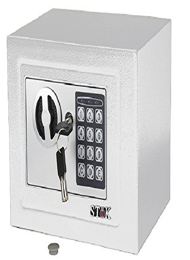 ستوك خزنة إلكترونية صغيرة من SToK (ST-ES1723-W) - خزانة آمنة للمنزل والمكتب | الحجم: 23×17×17 سم | حافظ على مقتنياتك الثمينة آمنة! - أبيض (ضمان لمدة عام واحد خارج الموقع) - Image 1