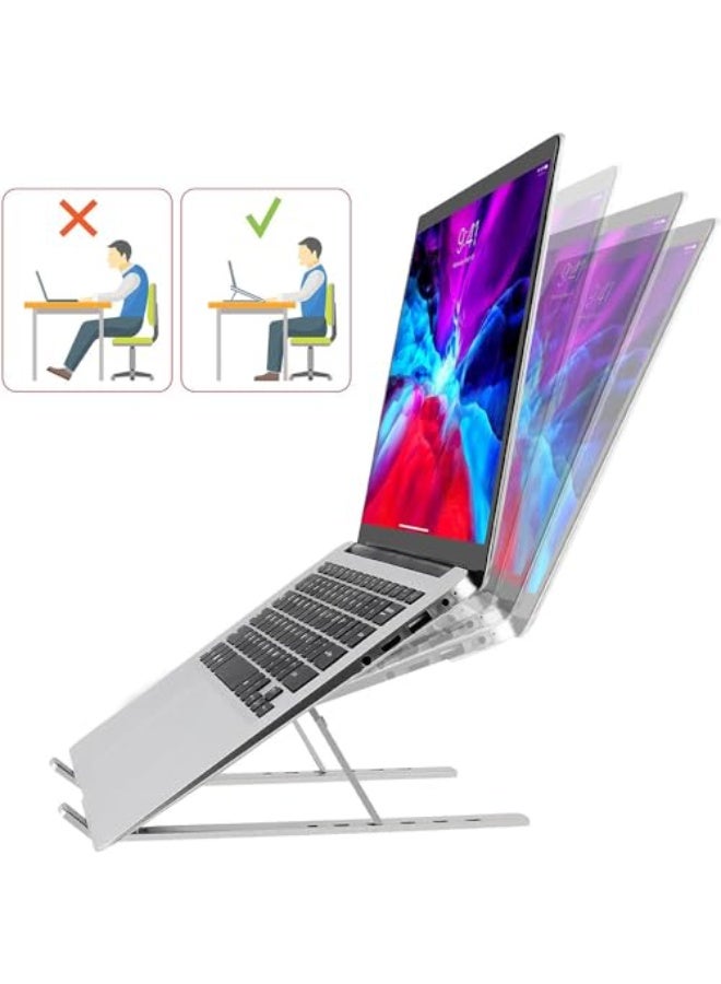JZS Laptop Stand for Desk, Adjustable Laptop Riser ABS+Silicone Foldable Portable Notebook Holder, Ventilated Cooling Notebook Mount Computer Stand for 10-15.6”Laptops Grey - Image 4