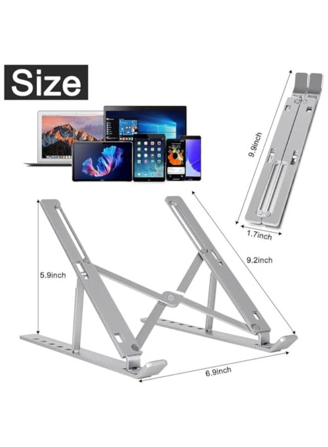 JZS Laptop Stand for Desk, Adjustable Laptop Riser ABS+Silicone Foldable Portable Notebook Holder, Ventilated Cooling Notebook Mount Computer Stand for 10-15.6”Laptops Grey - Image 2