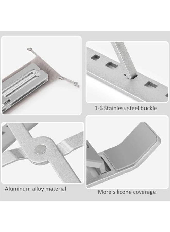 JZS Laptop Stand for Desk, Adjustable Laptop Riser ABS+Silicone Foldable Portable Notebook Holder, Ventilated Cooling Notebook Mount Computer Stand for 10-15.6”Laptops Grey - Image 3