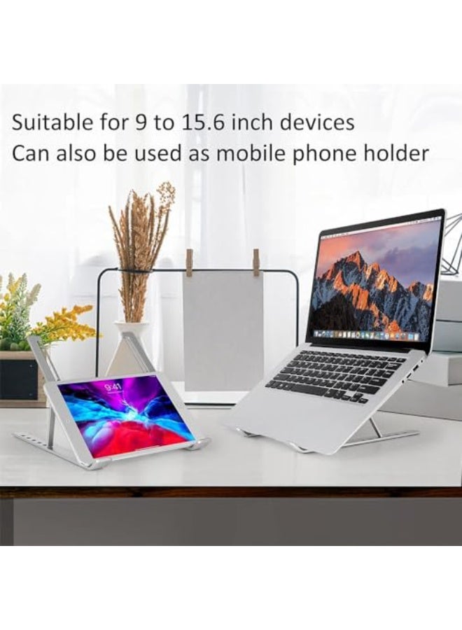 JZS Laptop Stand for Desk, Adjustable Laptop Riser ABS+Silicone Foldable Portable Notebook Holder, Ventilated Cooling Notebook Mount Computer Stand for 10-15.6”Laptops Grey - Image 5