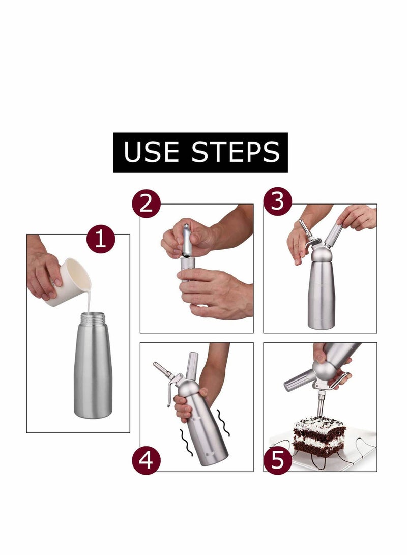 خزانة كريمة من الفولاذ المقاوم للصدأ مع موزع، مزودة بـ 3 رؤوس لصنع الكريمة المخفوقة وث Threads معززة - Image 5