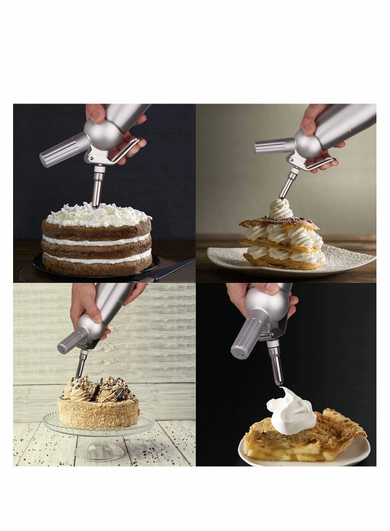 خزانة كريمة من الفولاذ المقاوم للصدأ مع موزع، مزودة بـ 3 رؤوس لصنع الكريمة المخفوقة وث Threads معززة - Image 4