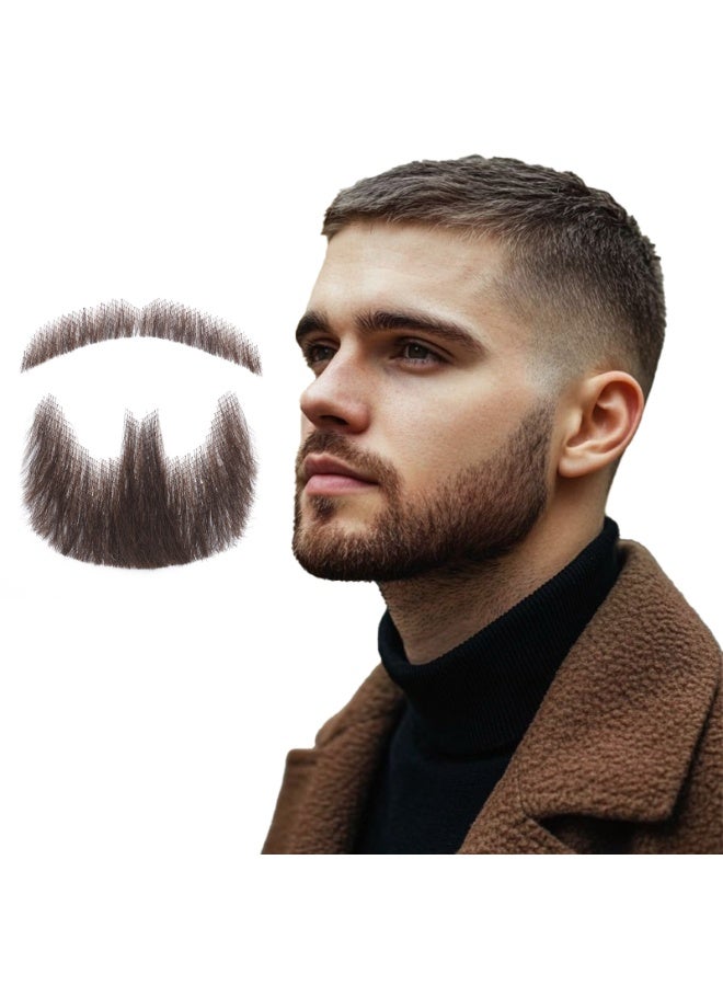 SHINEDOWN Realistic Facial Hair, Human Hair Beard and Moustache, Realistic Lace Goatee, Suitable for Daily Use and Party Role-playing - Image 1