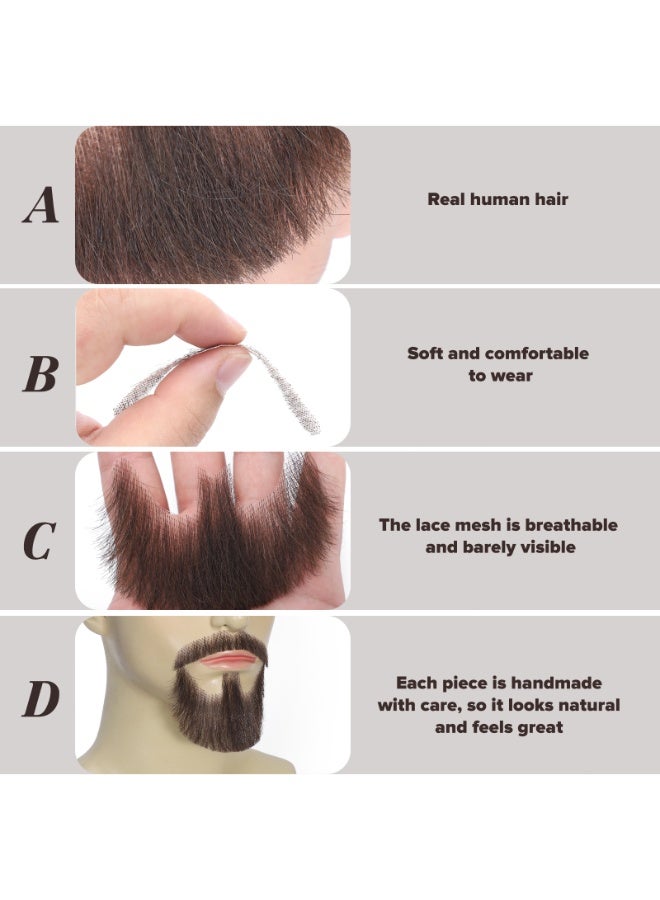 SHINEDOWN Realistic Facial Hair, Human Hair Beard and Moustache, Realistic Lace Goatee, Suitable for Daily Use and Party Role-playing - Image 3