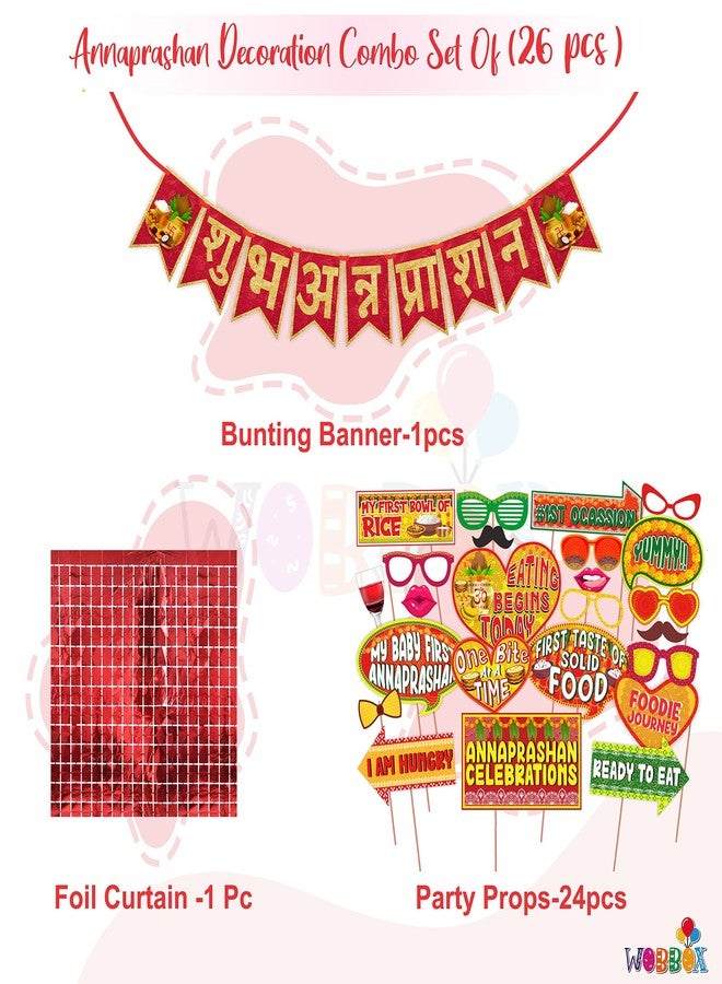 ووبوكس Wobbox Annaprashan Props، Subh Annaprashan Banner، مجموعة ديكور Annaprashan (26 قطعة) (FP4455) - Image 2
