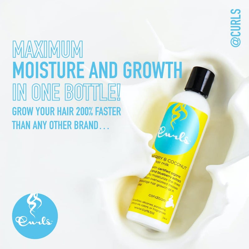 Curls Blueberry Bliss Blueberry & Coconut Hair Milk - 8 fl oz, Leave In Conditioner and Styler, Moisturizing & Nourishing, for Curly, Natural, and Coily Hair - Image 2