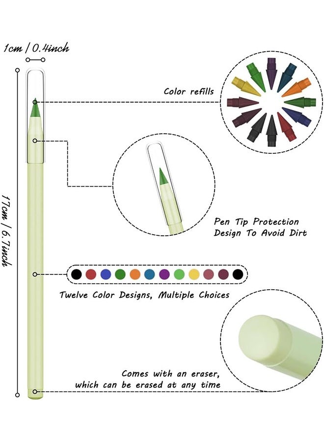 GD 12 PCS Eternal Pencil, Ink less pencils with erasers and 10 extra nibs, Reusable Infinity Pencil for Writing Drawing - Image 2