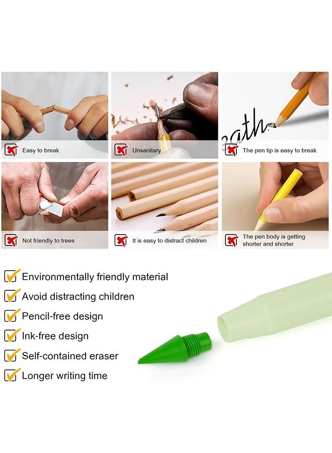 GD 12 PCS Eternal Pencil, Ink less pencils with erasers and 10 extra nibs, Reusable Infinity Pencil for Writing Drawing - Image 3