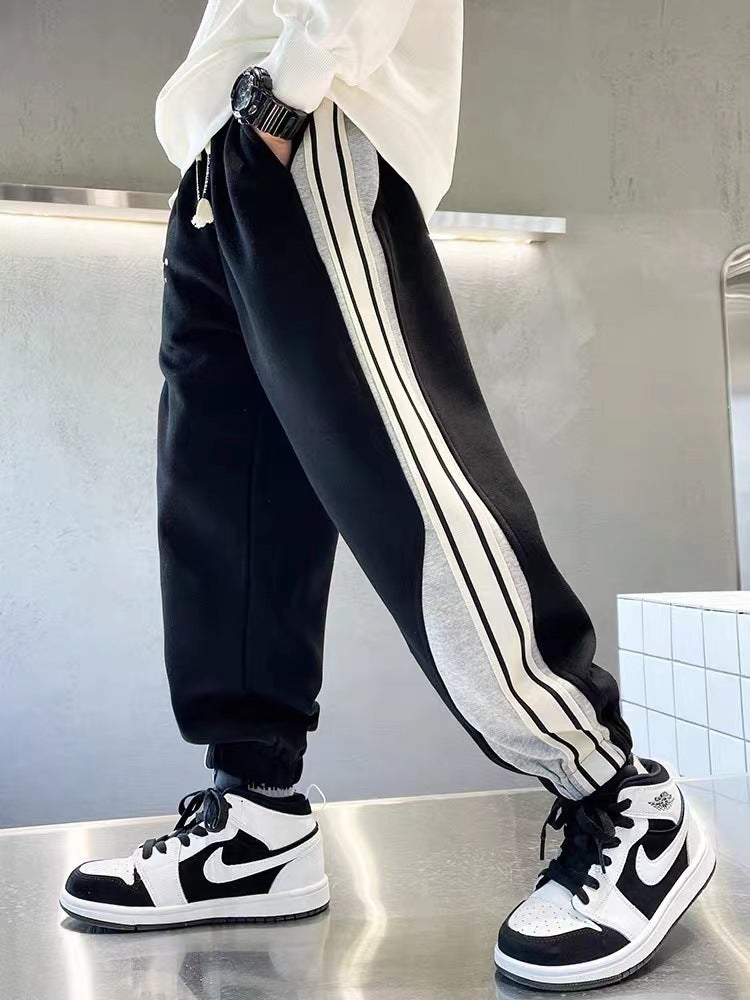 Children's pants boys and girls trousers Western style medium and big children's fashion sports sweatpants side autumn casual pants loose - Image 4