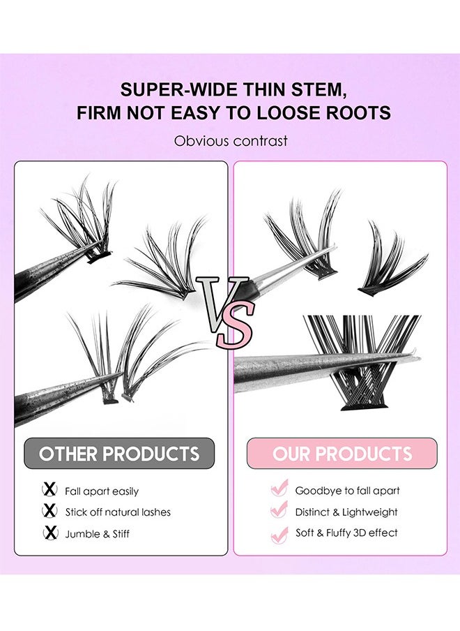 Generic - Segmented False Eyelashes Set Single Cluster Natural Large Volume Grafted Eyelashes 10-16MM Personal Eyelash Extensions With Bonding And Sealing Eyelash Glue And Eyelash Extension Tweezers DIY - Image 1