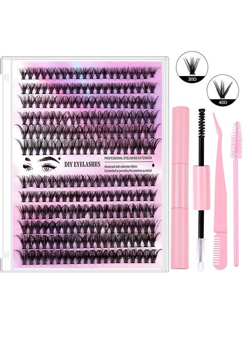 Segmented False Eyelashes Set Single Cluster Natural Large Volume Grafted Eyelashes 10-16MM Personal Eyelash Extensions With Bonding And Sealing Eyelash Glue And Eyelash Extension Tweezers DIY