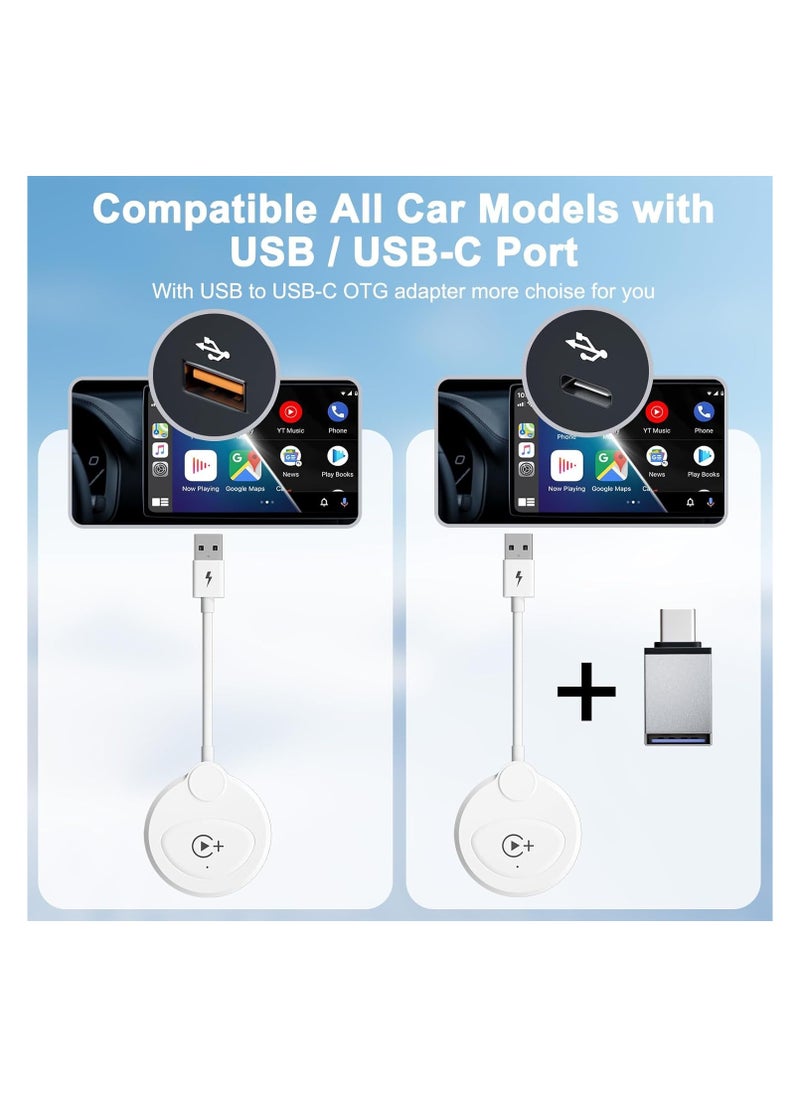 Generic - Wireless CarPlay/Android Auto Adapter for Factory Wired Systems, 2024 Upgrade, Plug & Play Dongle for Cars 2015+, iOS 10+, No App Download Required (White) - Image 1