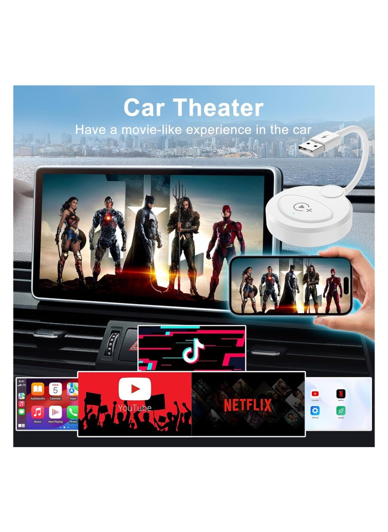 Generic - Wireless CarPlay/Android Auto Adapter for Factory Wired Systems, 2024 Upgrade, Plug & Play Dongle for Cars 2015+, iOS 10+, No App Download Required (White) - Image 1