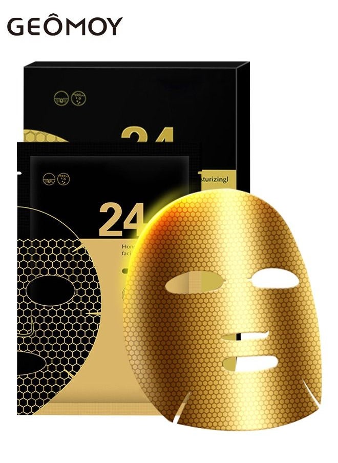 5pcs Honeycomb Gold Full Face Mask Moisturizing Firming Skin Early Anti-Aging Essence