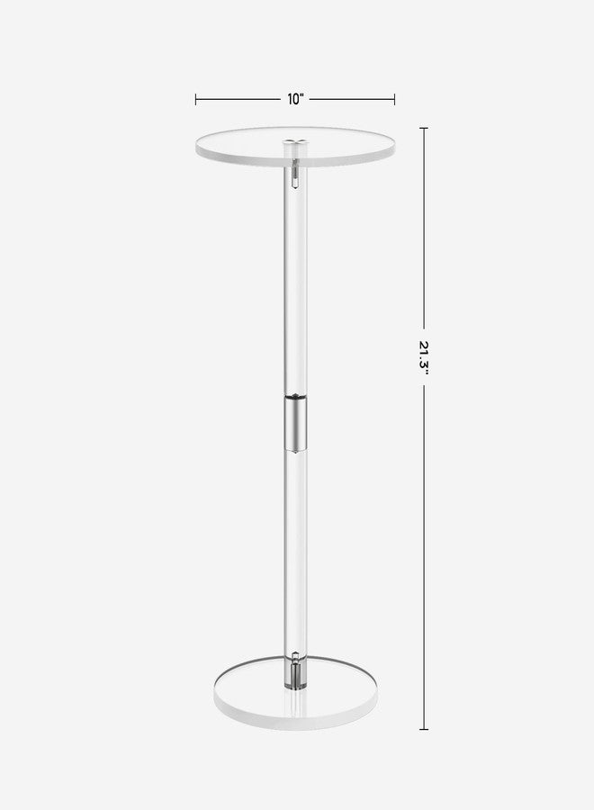 HMYHUM Acrylic Drink Table for Small Spaces, 10" L x 10" W x 21.3" H, Drink Side/End Table for Living Room, Round, Easy Assembly, Clear - Image 3