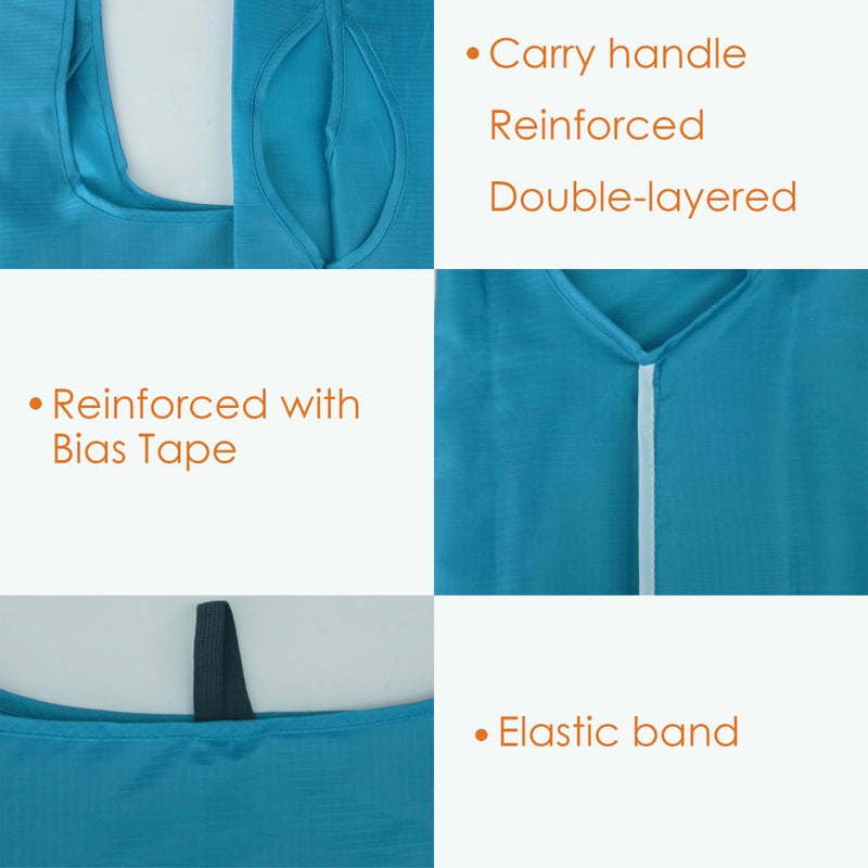 BeeGreen Light Blue Reusable Grocery Bags with Zipper Storage Pouch 10 Packs Blue Reusable Shopping Bags Bulk Foldable-Machine Washable - Image 3