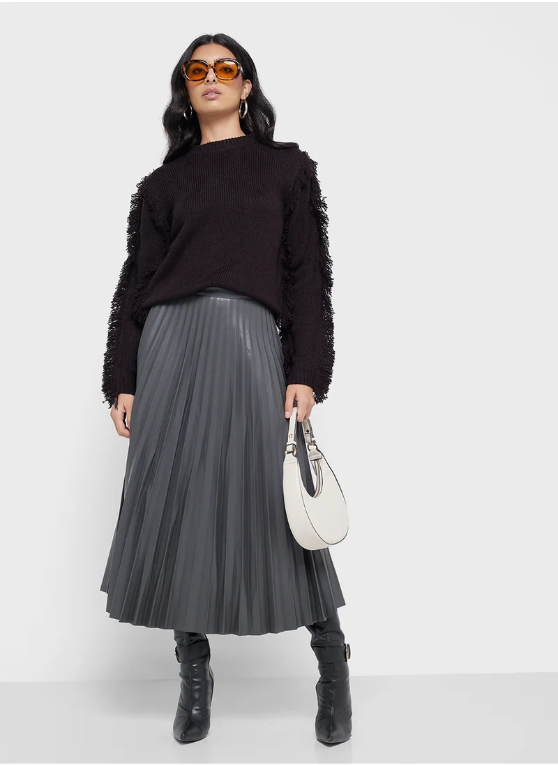VERO MODA Crew Neck Fringe Pullover