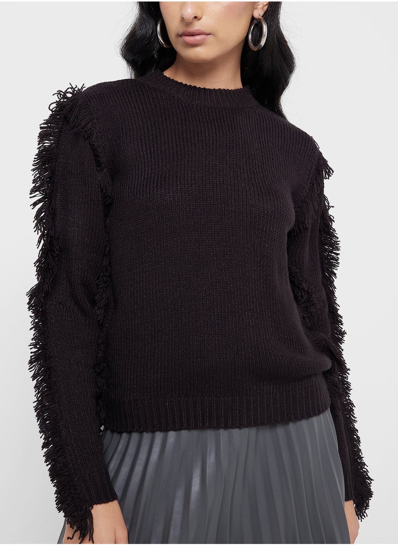 VERO MODA Crew Neck Fringe Pullover  - Image 3