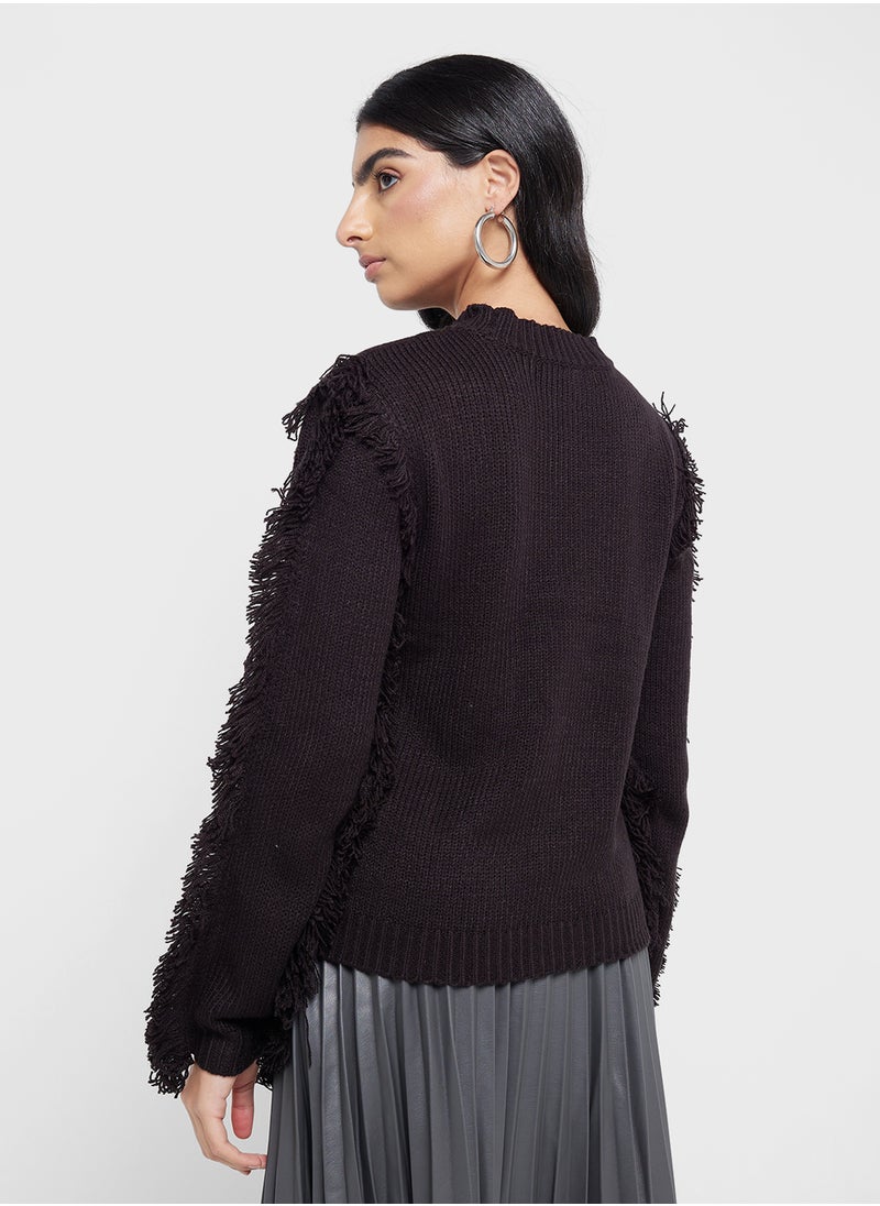 VERO MODA Crew Neck Fringe Pullover  - Image 2