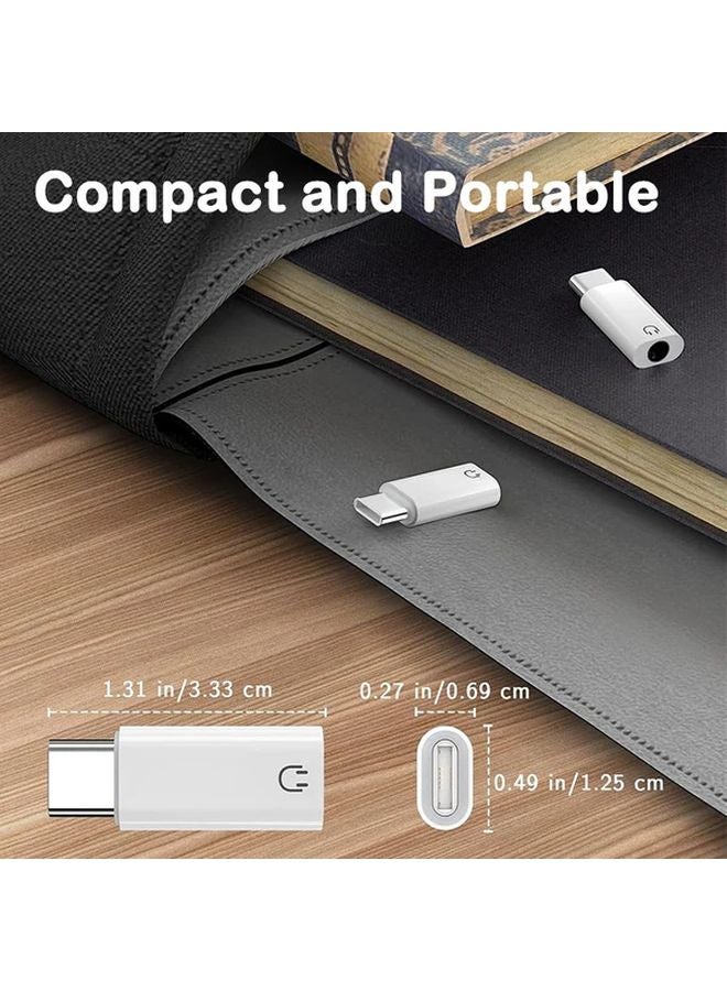 White USB C to 3 5mm Audio Headphone Adapter 2 Pack for iPhone 15 S23 S22 S21 Ultra iPad Pro - Image 3