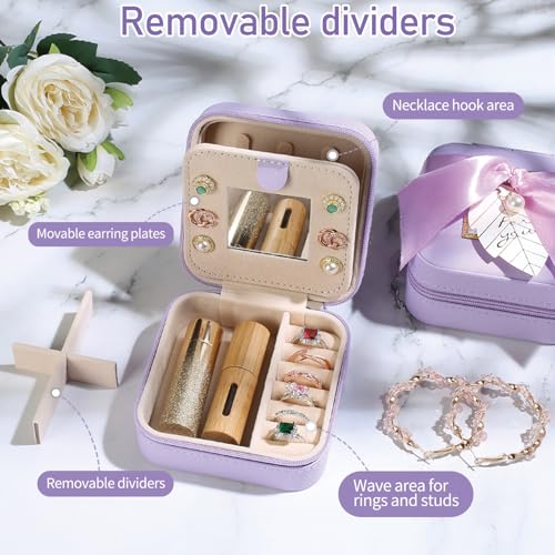 AYGXU Travel Jewelry Case, Travel Jewelry Box, Travel Jewelry Organizer, Travel Gifts for Women Girls, Jewelry Organizer Box, Birthday Gifts for Women, Gifts for Teens Girls - Initial J Purple - Image 4